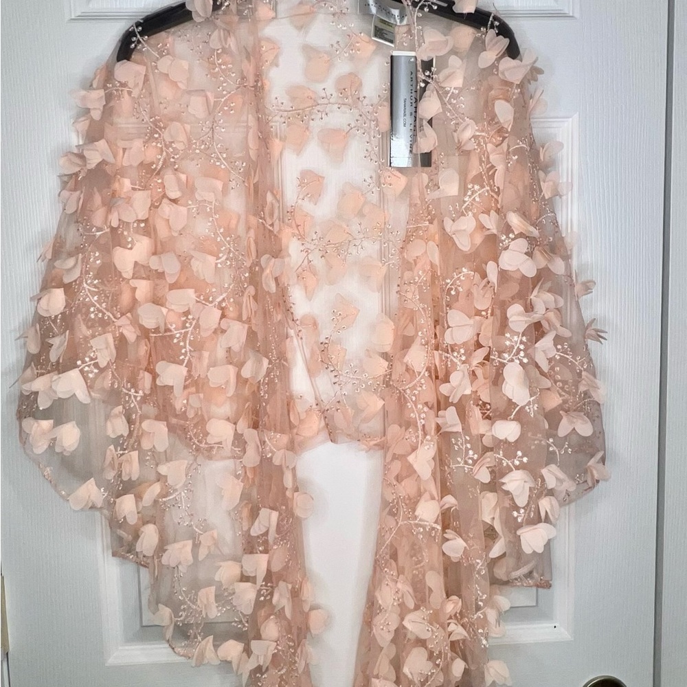 Tahari ASL pink blush with floral appliqués, NWT